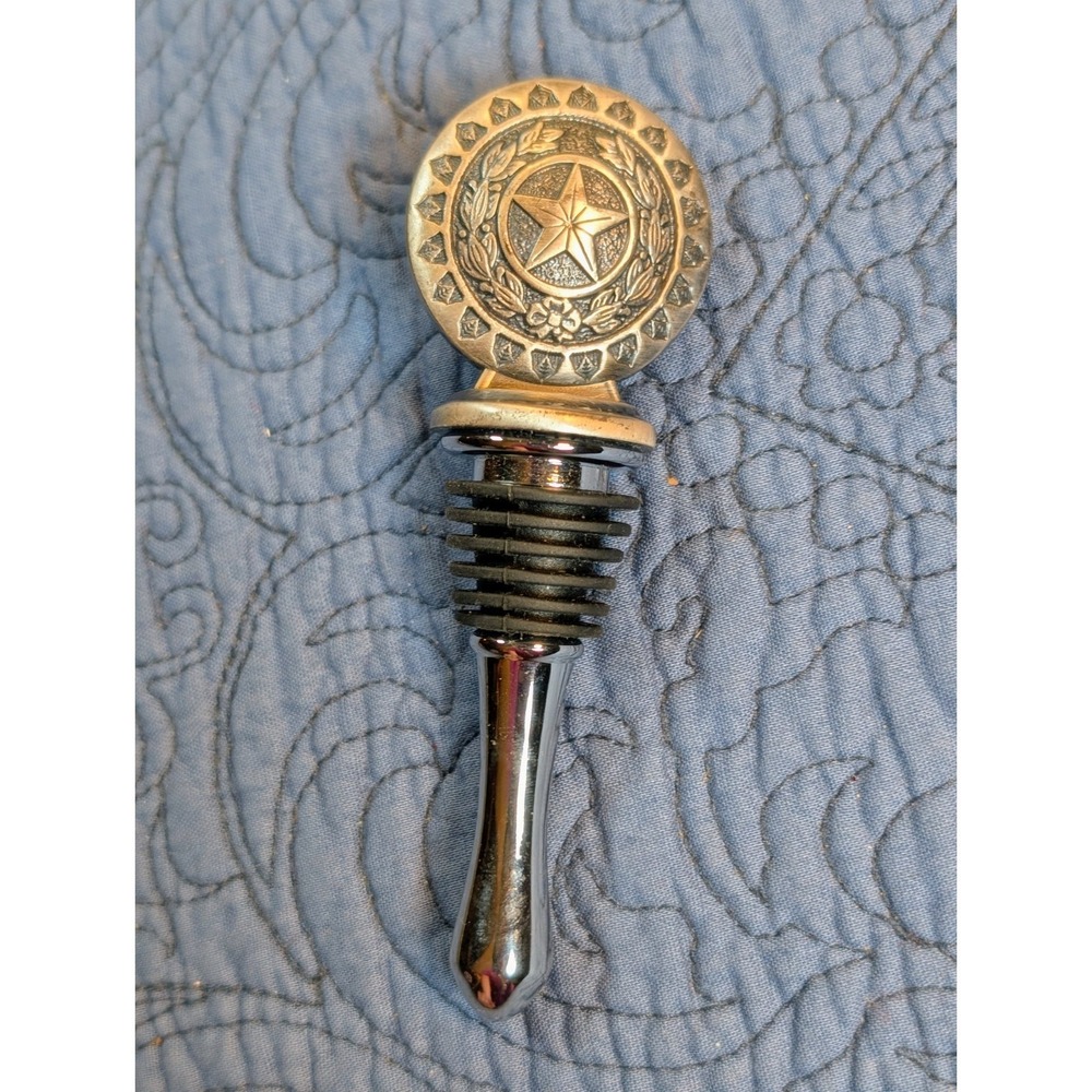 Vintage Texas Lone Star Chrome Wine Bottle Stopper – Rustic Concho Barware